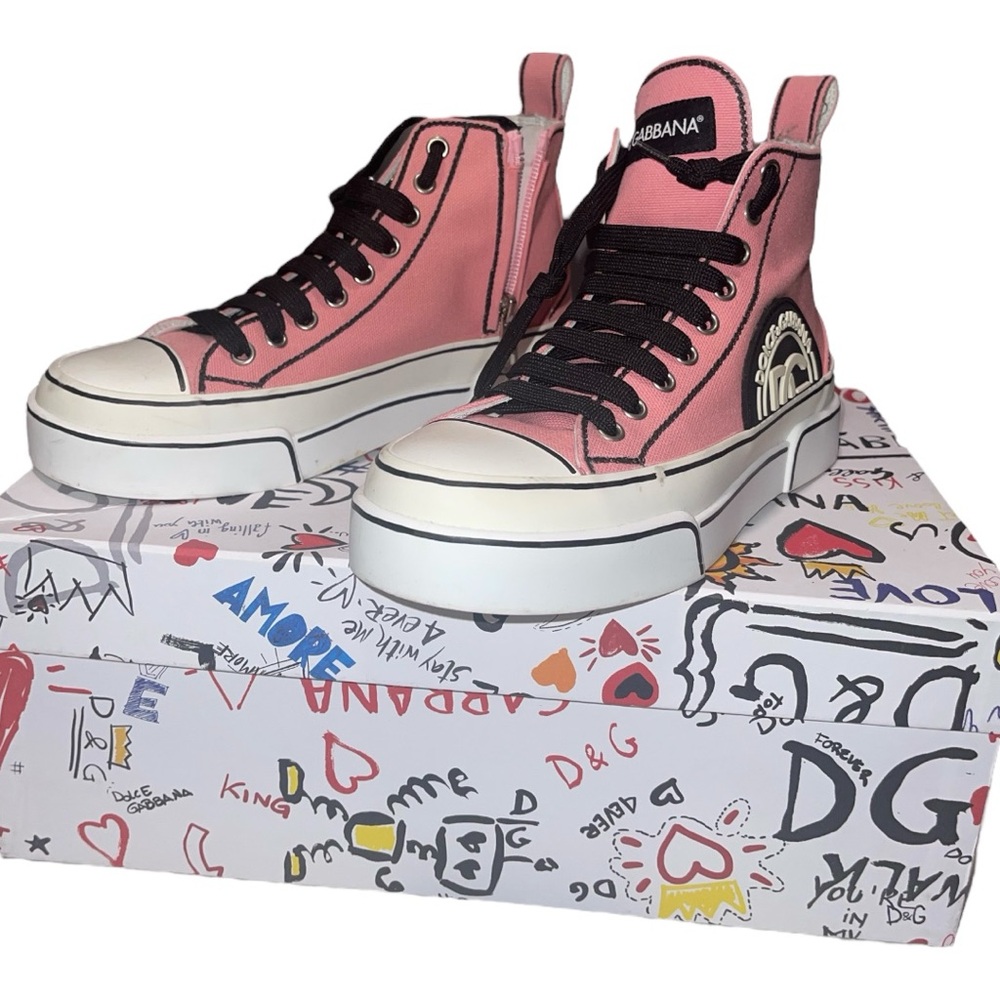 DOLCE & GABBANA

High-Top Marker‎ Trim Sneakers - Pink - Picture 2 of 10